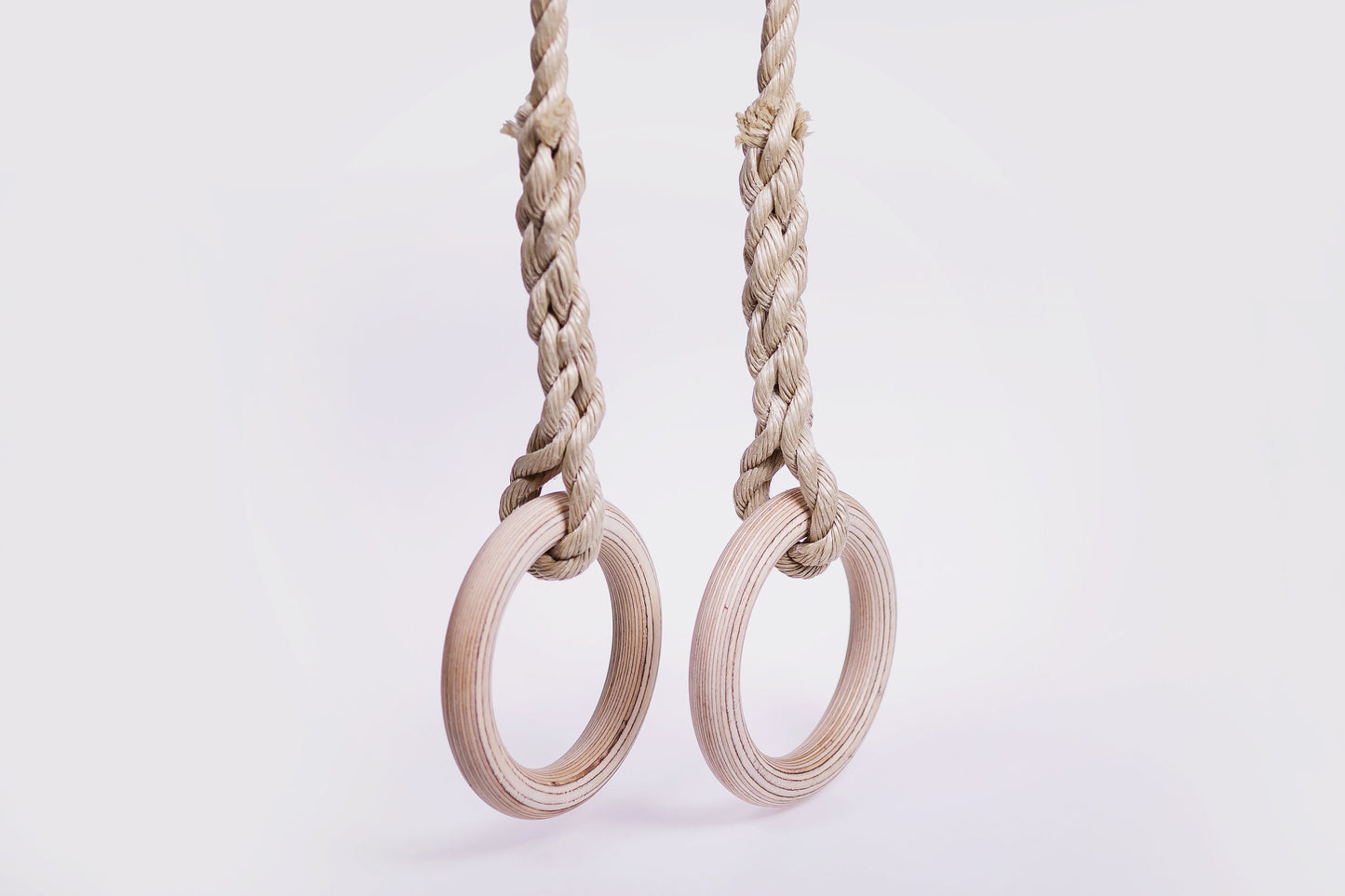 Handcrafted Plywood Gymnastics Rings with Braided Rope – Perfect for Kids’ Athletic Play and Training