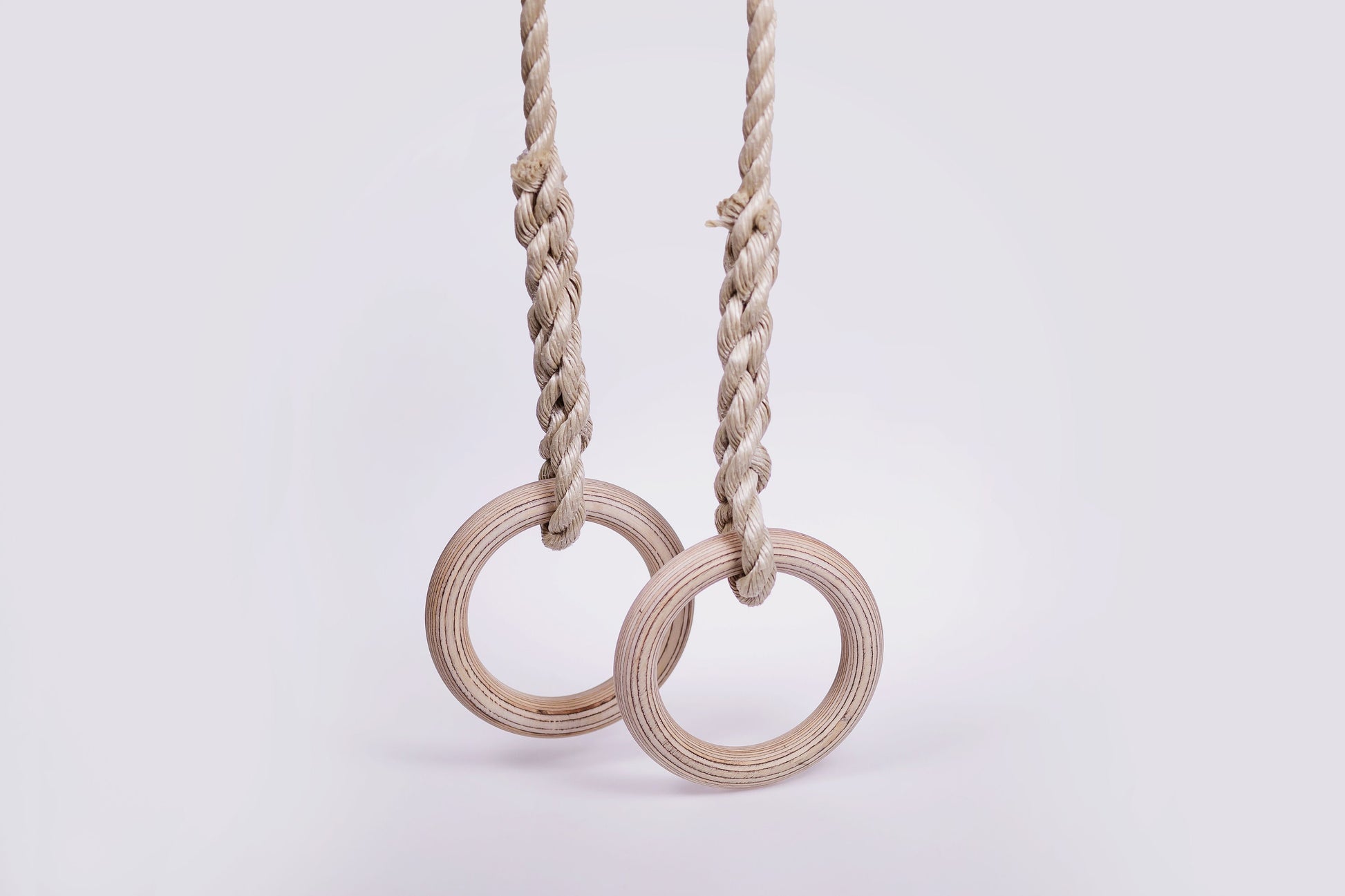 Handcrafted Plywood Gymnastics Rings with Braided Rope – Perfect for Kids’ Athletic Play and Training