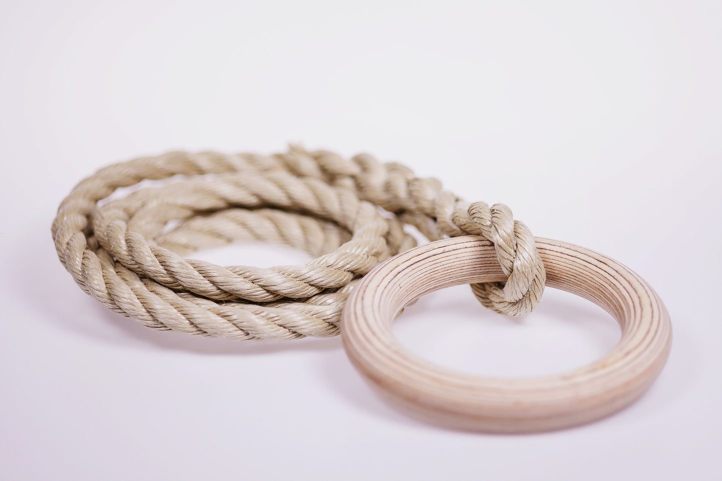 Handcrafted Plywood Gymnastics Rings with Braided Rope – Perfect for Kids’ Athletic Play and Training