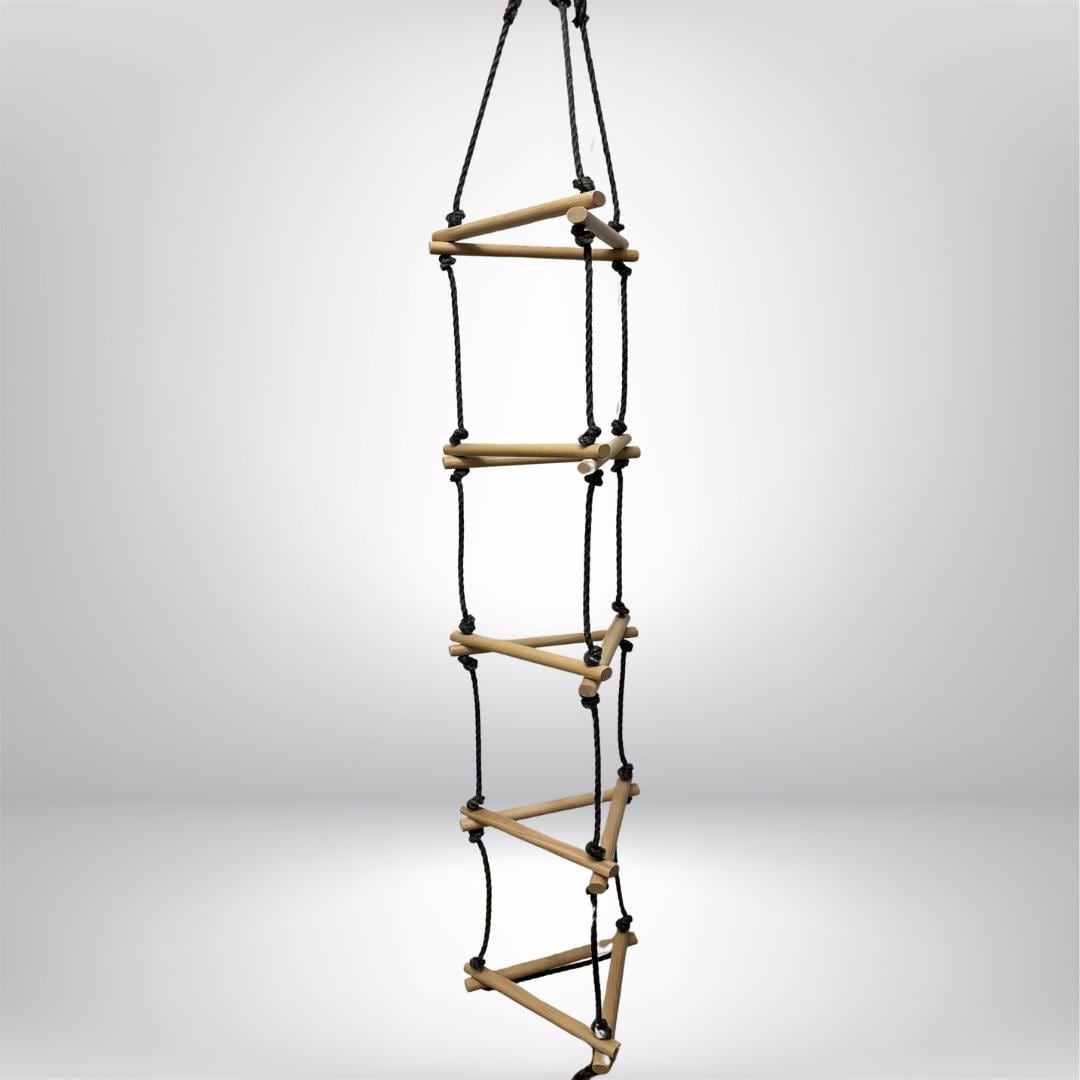 Triangular Rope Ladder with Lacquered Beechwood Rungs | Children rope ladders | Sturdy Design with Special Knots