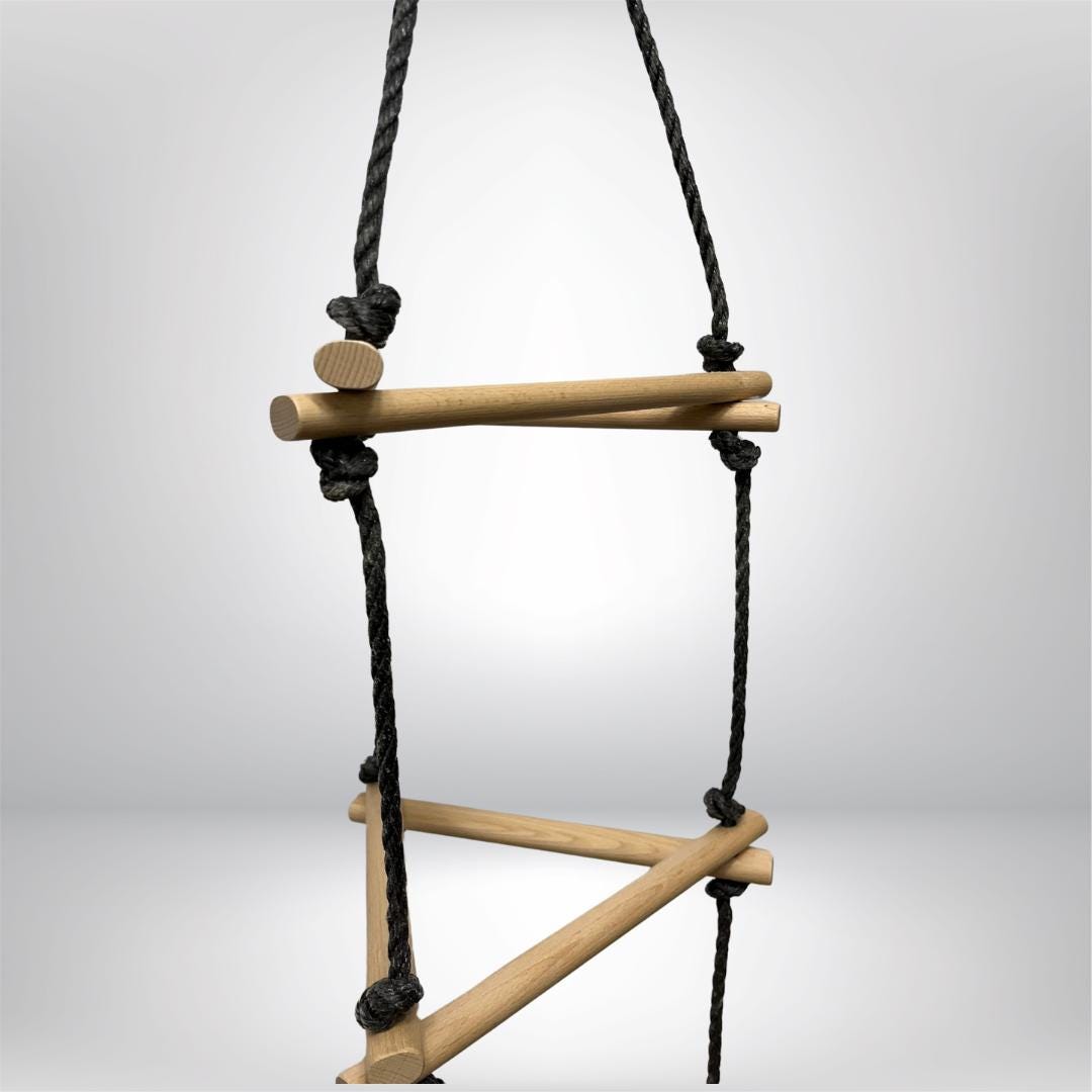 Triangular Rope Ladder with Lacquered Beechwood Rungs | Children rope ladders | Sturdy Design with Special Knots