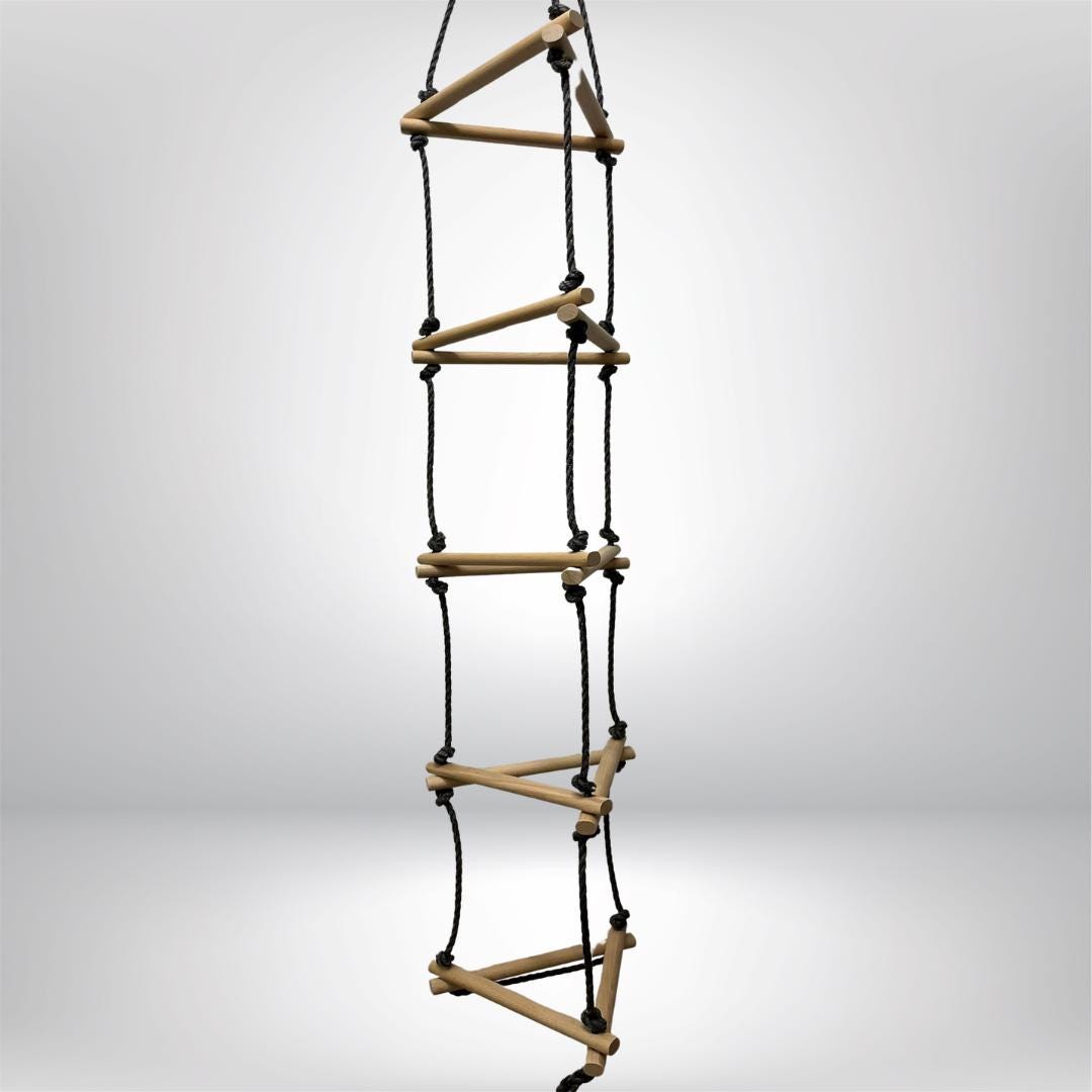 Triangular Rope Ladder with Lacquered Beechwood Rungs | Children rope ladders | Sturdy Design with Special Knots