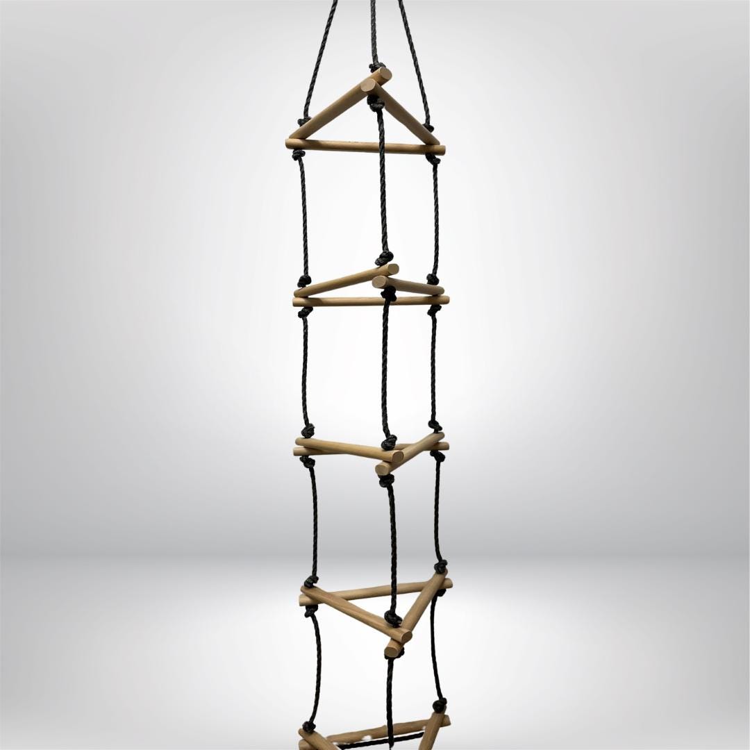 Triangular Rope Ladder with Lacquered Beechwood Rungs | Children rope ladders | Sturdy Design with Special Knots